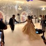 Photo de mariage avec animation pyrotechnique Fire Event
